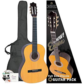 Encore ENC44OFT Natural Wood Full Size Classic Guitar Outfit