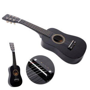 23" Inch Kids Wooden Acoustic Guitar Child Children Guitar Black w/ String Pick
