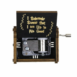Harry Potter Music Box Black Engraved Wooden Interesting Craft Xmas Gift Kid Toy