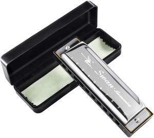 Blues Harmonica 10 Hole Harmonicas Key of C for Children/ Beginners Mouth Organ and Case