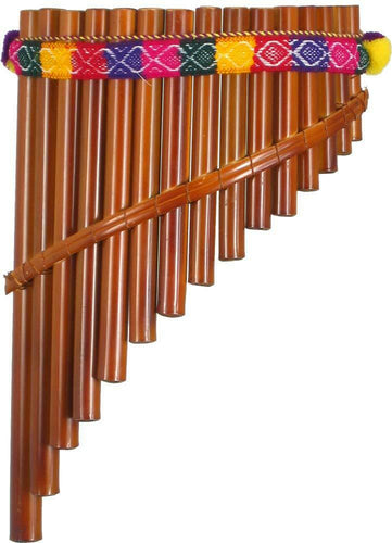 Beautiful Peruvian 15 note Panpipe. Traditional style curved bamboo pipes.