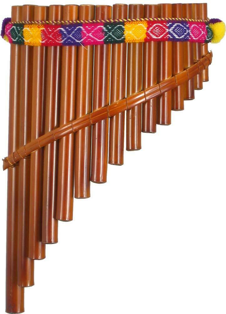 Beautiful Peruvian 15 note Panpipe. Traditional style curved bamboo pipes.