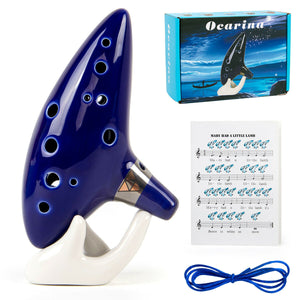 Ocarina 12 Hole Alto C + Song Book- Display Stand- And Neck Cord- Easy-to-Learn