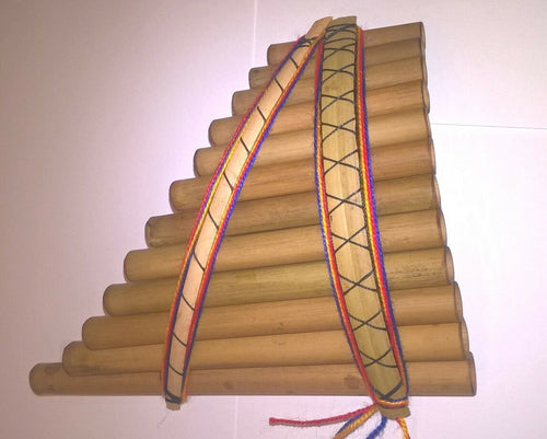 Deluxe Genuine Hand Made 12 Pipes Medium Andean Sisca Curved Pan Pipes -  Flute